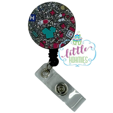 Acrylic Badge Reel - Medical Glitter