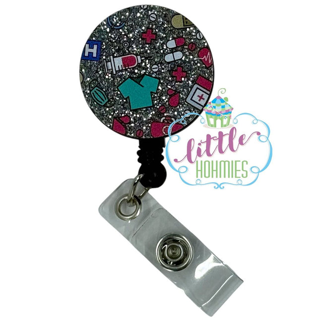 Acrylic Badge Reel - Medical Glitter