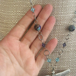 Sea Sediment Jasper & crystal brass dragonfly necklace - view 3