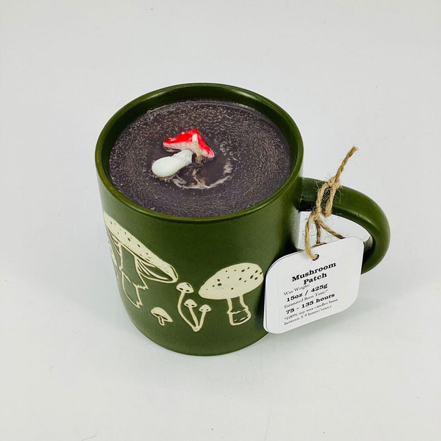 Mushroom Patch (green mushroom mug) - Mug Candle - 100% Soy Wax