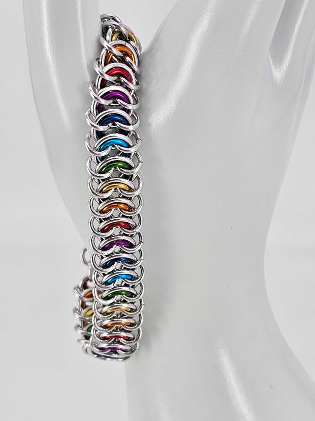 8" Silver and Rainbow Vertebrae Bracelet