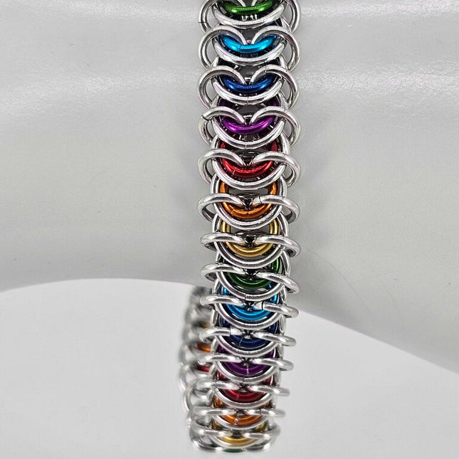 8" Silver and Rainbow Vertebrae Bracelet