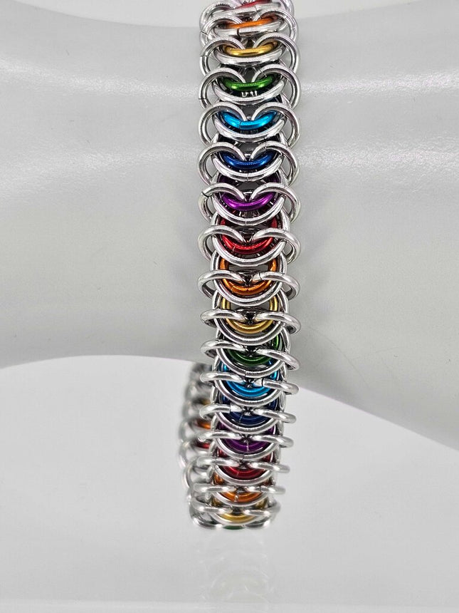 8" Silver and Rainbow Vertebrae Bracelet