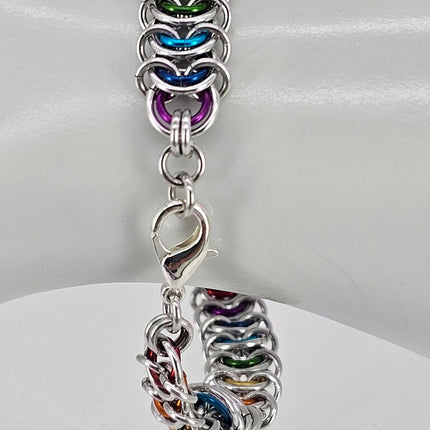 8" Silver and Rainbow Vertebrae Bracelet
