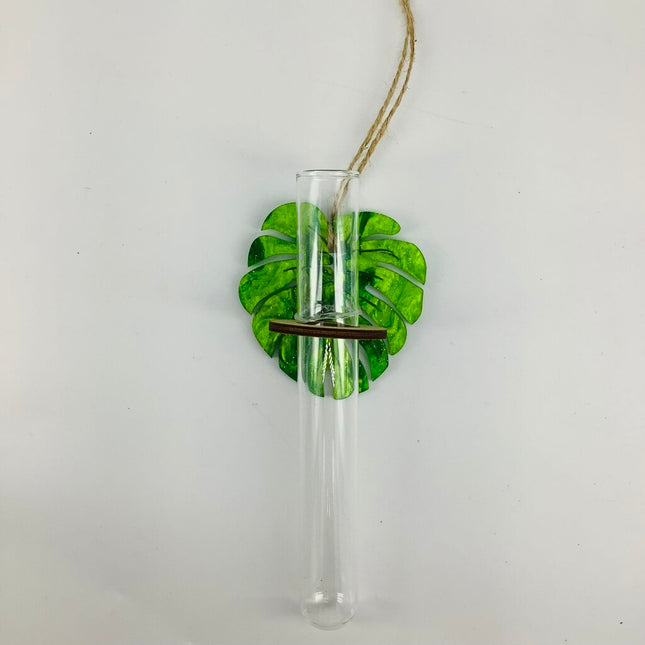 Plant Propagation Station - Acrylic green and wood Monstera 1