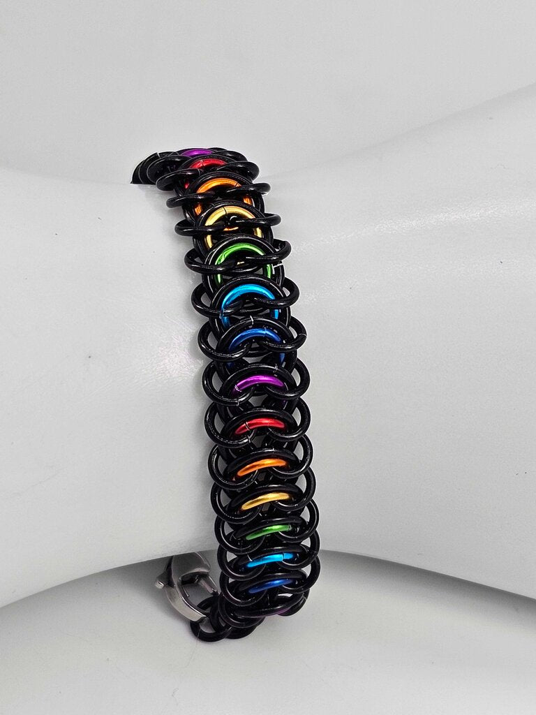 8" Black Rainbow Vertebrae Bracelet