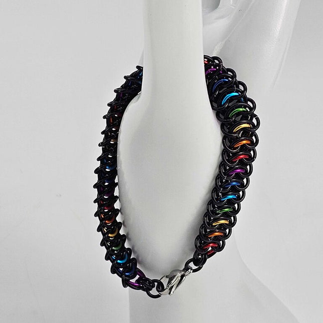 8" Black Rainbow Vertebrae Bracelet