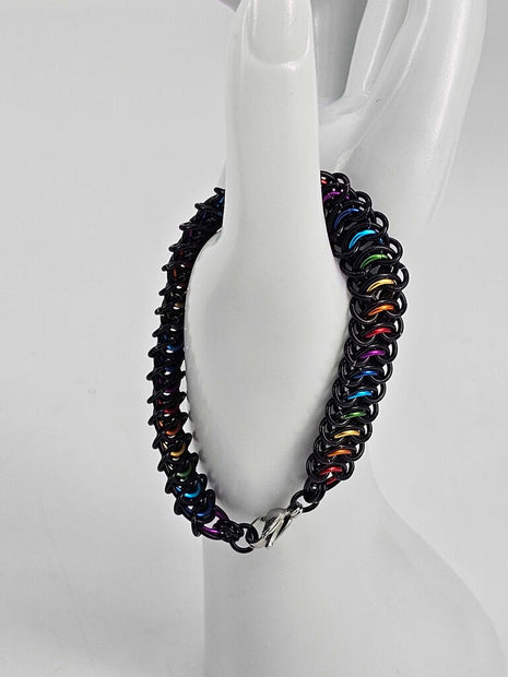 8" Black Rainbow Vertebrae Bracelet