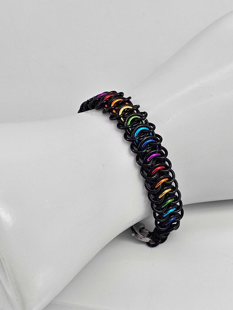 8" Black Rainbow Vertebrae Bracelet