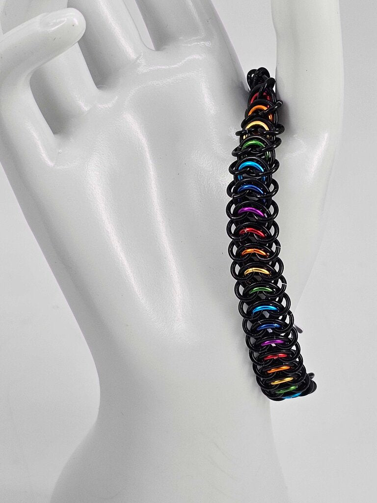 8" Black Rainbow Vertebrae Bracelet