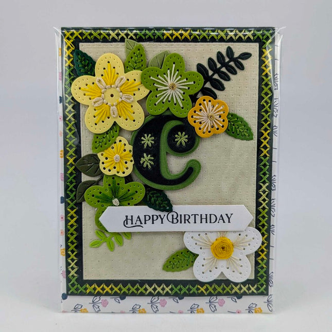 Stitched c Birthday Greeting Card