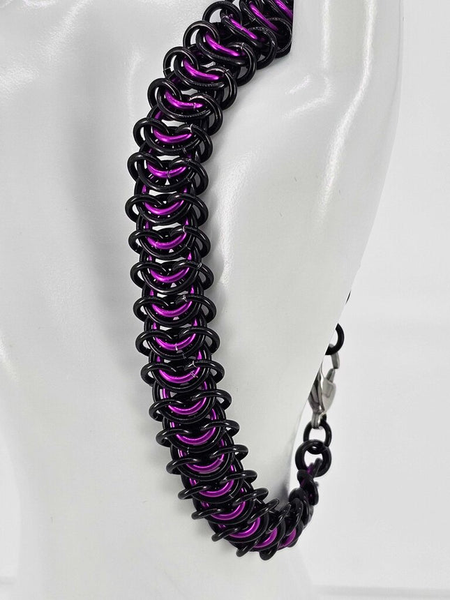 8" Black Purple Vertebrae bracelet