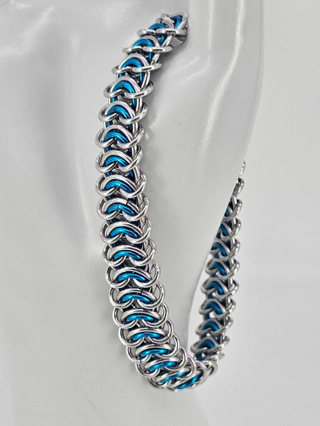 8 inch Silver turquoise vertebrae bracelet