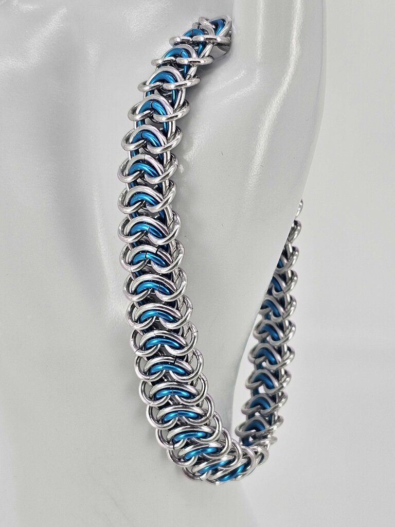 8 inch Silver turquoise vertebrae bracelet