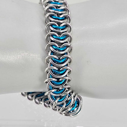 8 inch Silver turquoise vertebrae bracelet