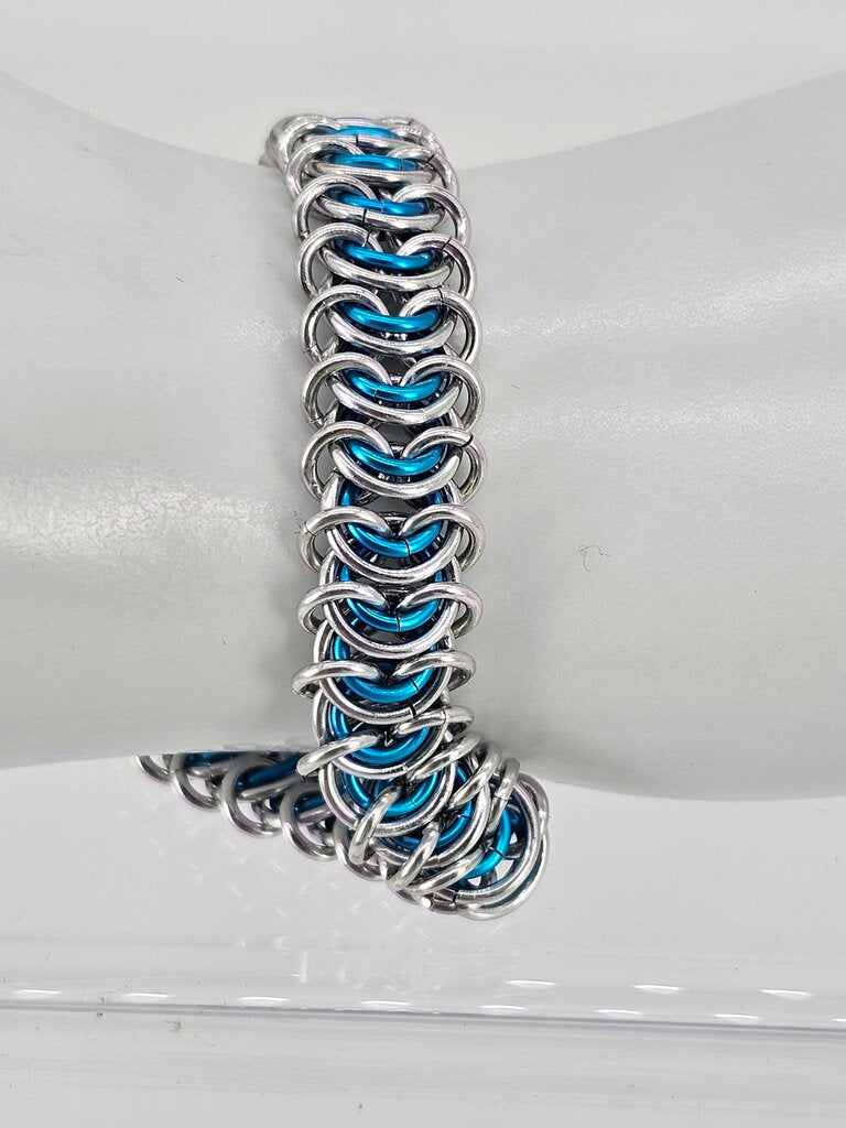 8 inch Silver turquoise vertebrae bracelet