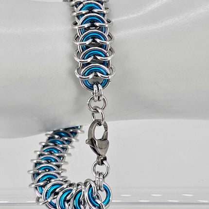 8 inch Silver turquoise vertebrae bracelet