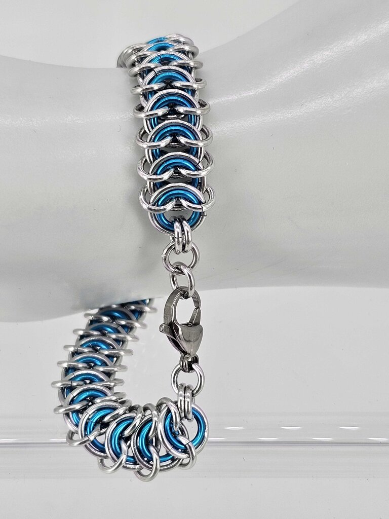 8 inch Silver turquoise vertebrae bracelet