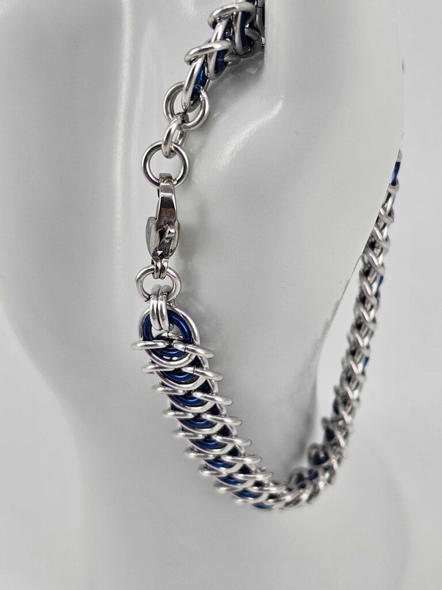 8" Silver Blue Vertebrae Bracelet