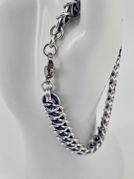 8" Silver Blue Vertebrae Bracelet