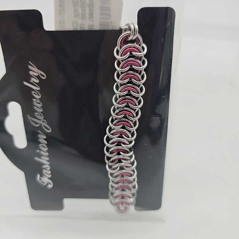 8" Silver Pink Vertebrae Bracelet