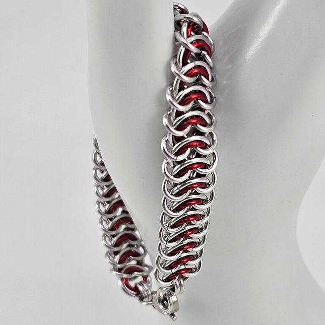 8" Silver Red Vertebrae Bracelet