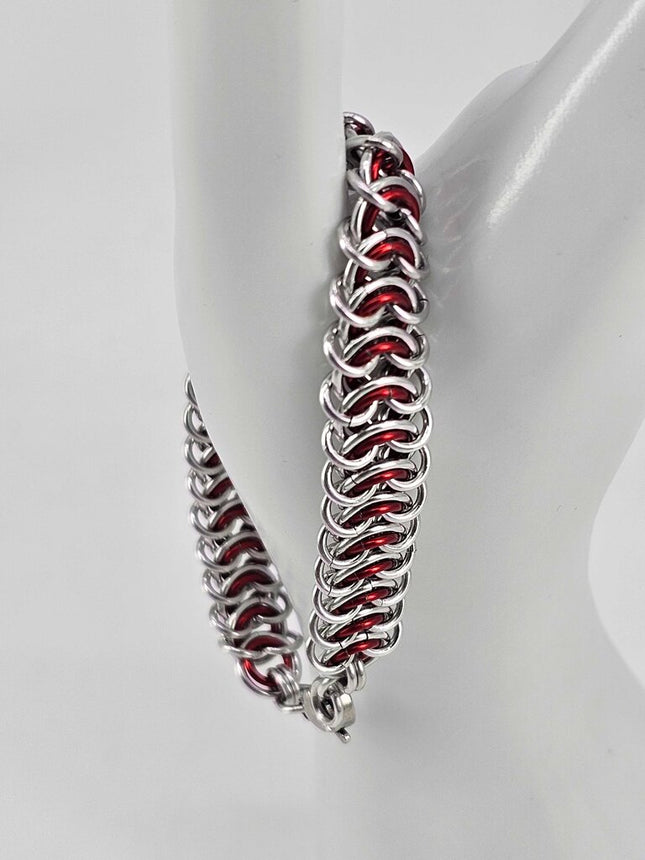8" Silver Red Vertebrae Bracelet