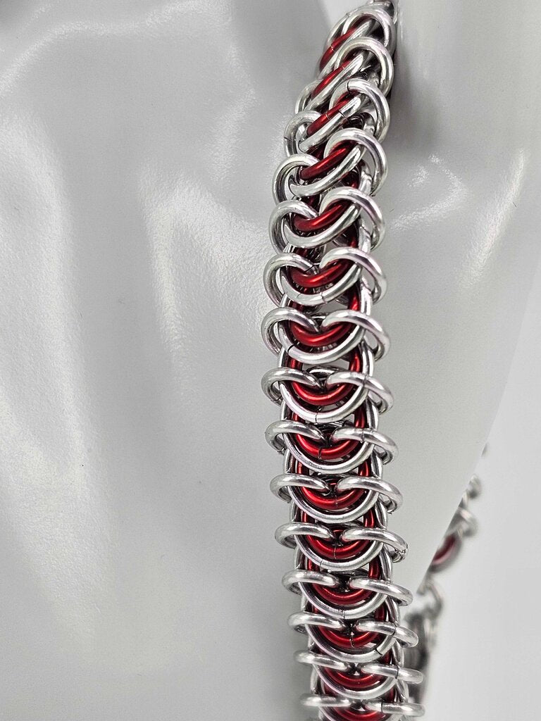 8" Silver Red Vertebrae Bracelet