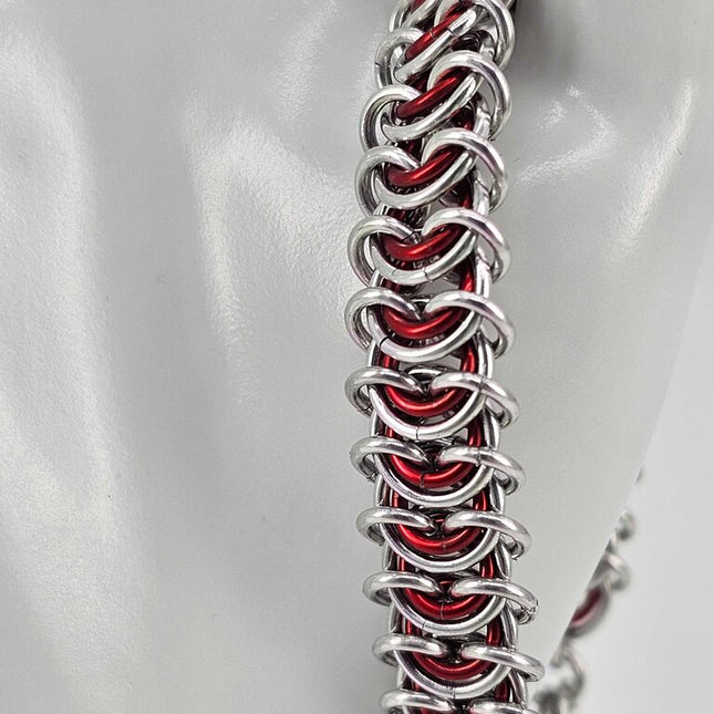 8" Silver Red Vertebrae Bracelet