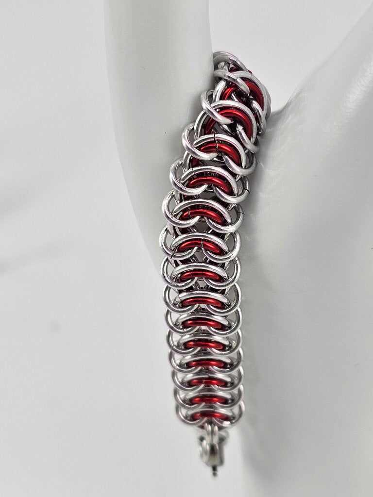 8" Silver Red Vertebrae Bracelet