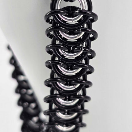 8" Black Silver Vertebrae Bracelet