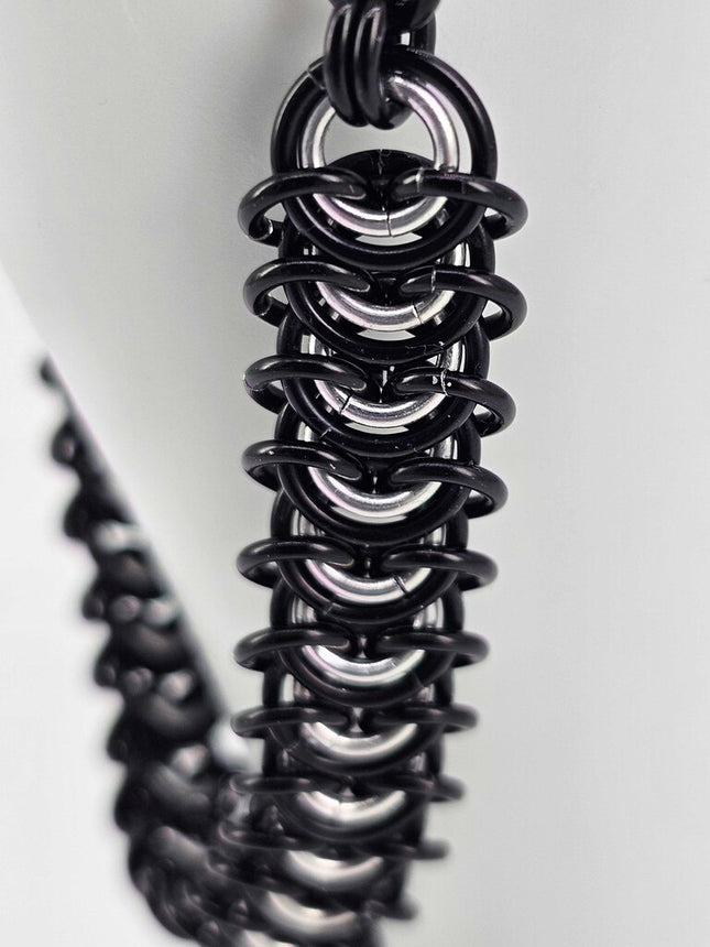 8" Black Silver Vertebrae Bracelet