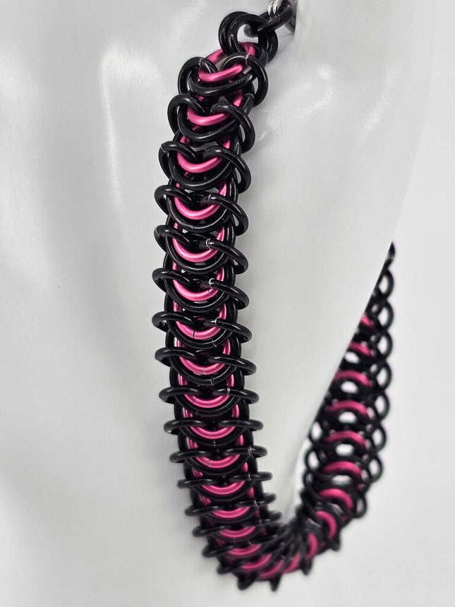 8" Black Pink Vertebrae Bracelet