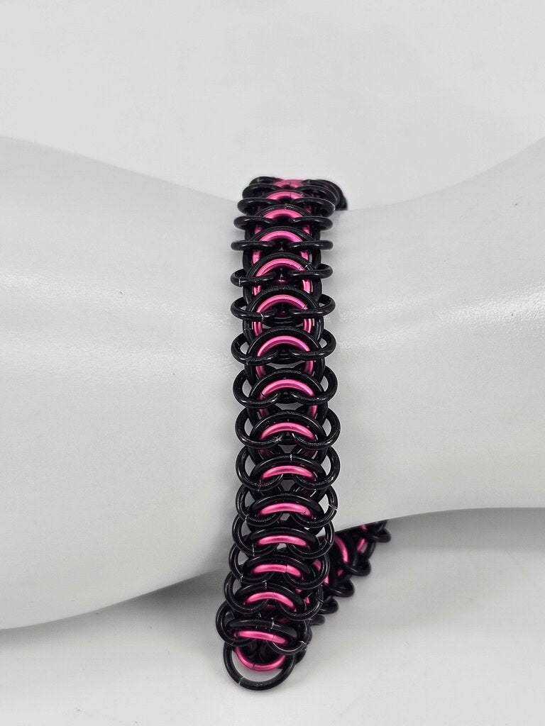 8" Black Pink Vertebrae Bracelet