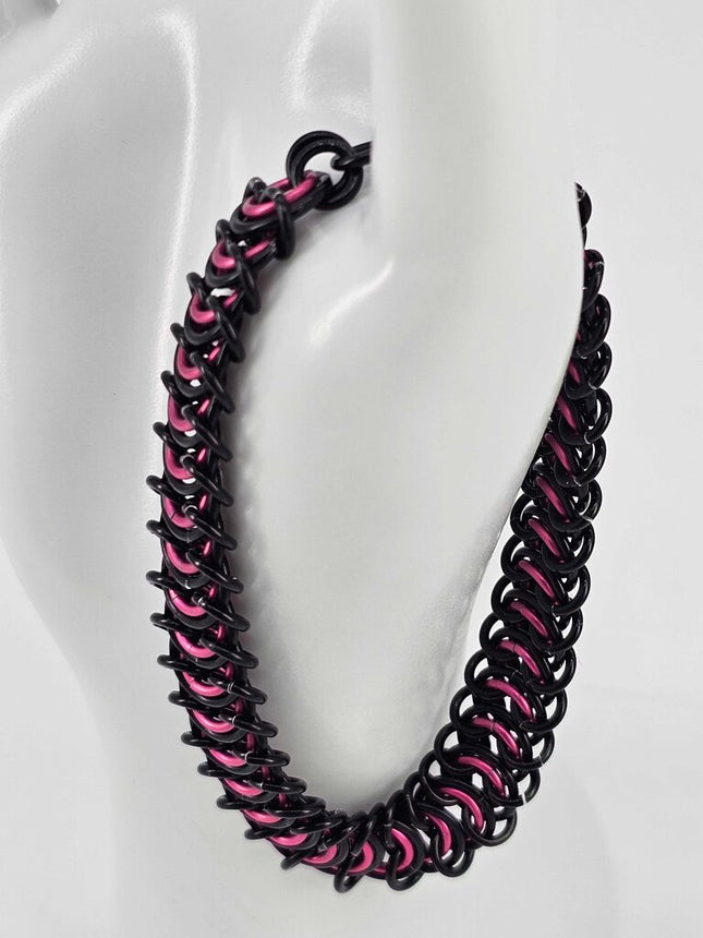 8" Black Pink Vertebrae Bracelet