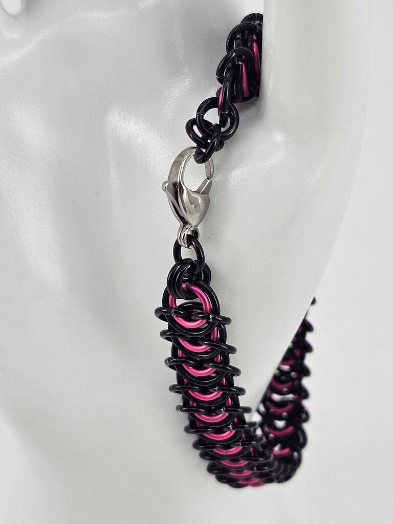 8" Black Pink Vertebrae Bracelet