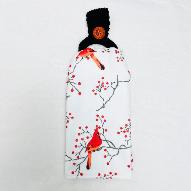 Hanging Towel Set - Cardinal with Red Berries