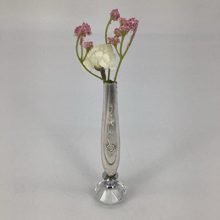 Bud vase, glass base- flower pattern