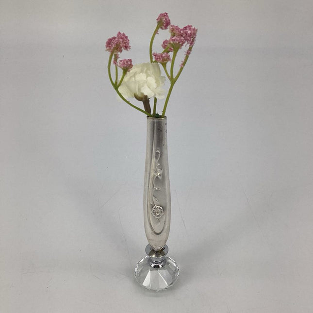 Bud vase, glass base- flower pattern