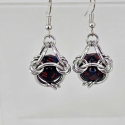 Mini D20 Earrings Silver with Sparkly Blue D20 - view 2