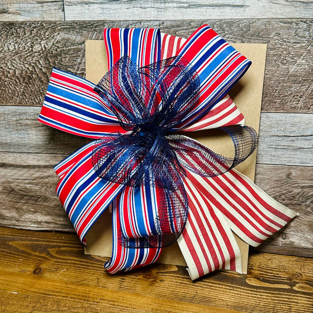 Patriotic XL Decor Bow, Patriotic Bow – Red White and Blue Door Bow – 4th of July Wreath Bow – Independence Day Decor – Memorial Day Bow