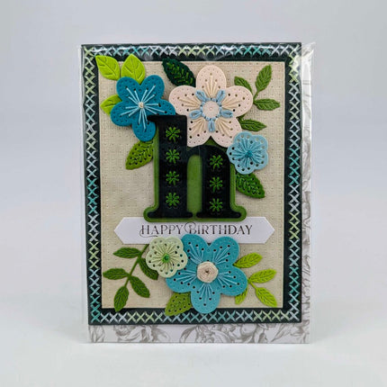 Stitched h Birthday Greeting Card