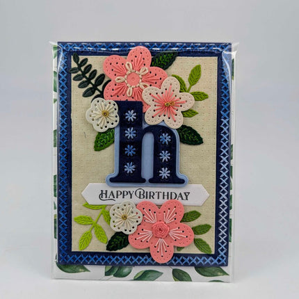 Stitched h Birthday Greeting Card
