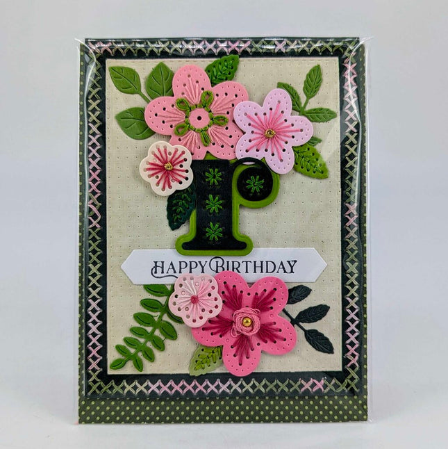 Stitched r Birthday Greeting Card