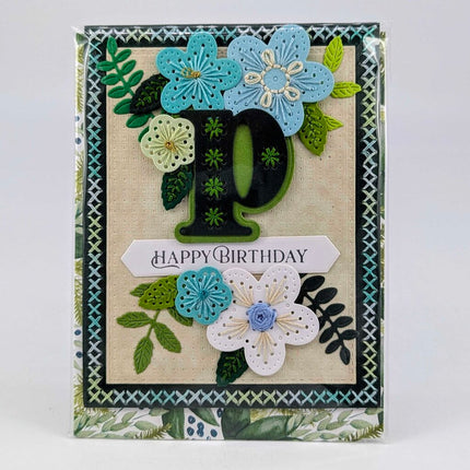Stitched p Birthday Greeting Card