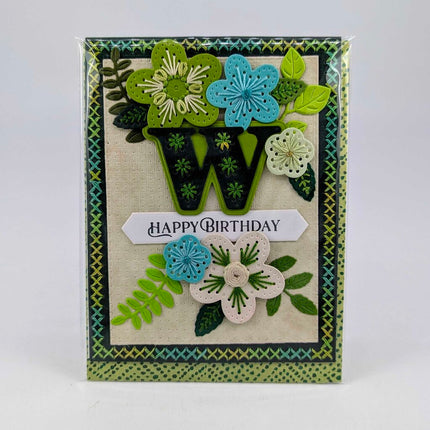 Stitched w Birthday Greeting Card
