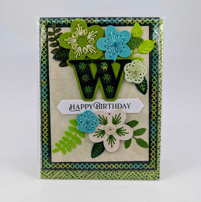 Stitched w Birthday Greeting Card
