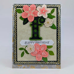 Stitched f Birthday Greeting Card - view 1