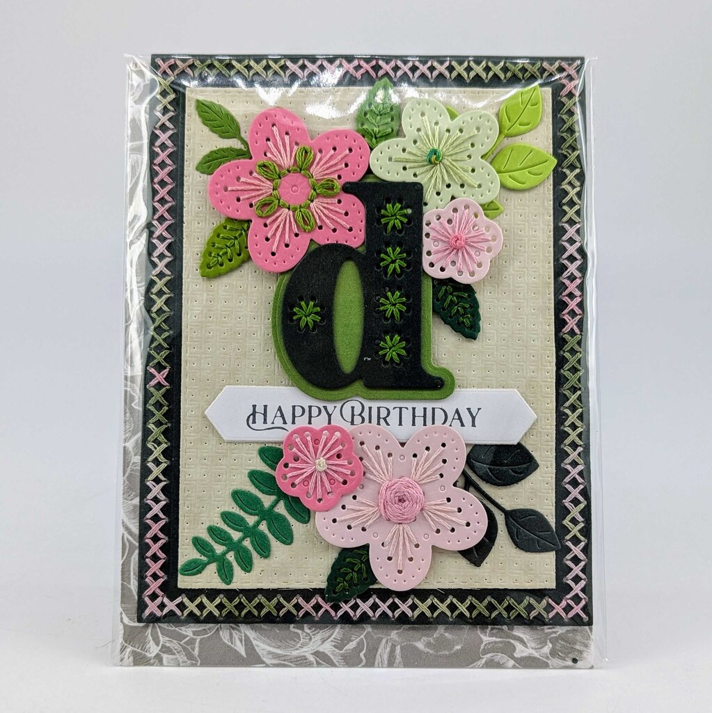 Stitched d Birthday Greeting Card