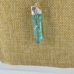 Stainless Steel paperclip necklace with Titanium quartz point - view 3